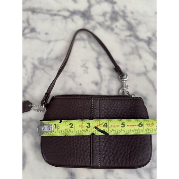 Coach Brown Pebbled Leather Small Wristlet Mahogany Womens Wallet - Picture 4 of 6
